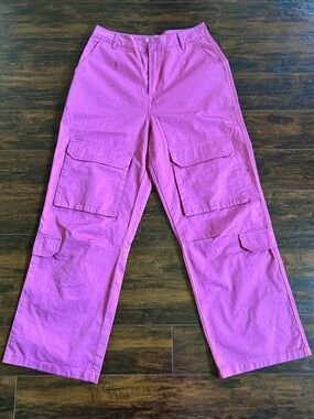 English Factory Fuchsia Wide-Leg Cargo Pants
